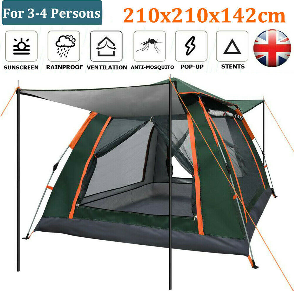 Image 11 - 3-4People Waterproof Automatic Outdoor Instant Pop Up Tent Camping Hiking Canopy