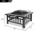 Outdoor Fire Pit Table - Heavy Duty Iron Mesh and Frame - 25.35 lbs / Black - Bild 8
