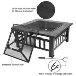 Outdoor Fire Pit Table - Heavy Duty Iron Mesh and Frame - 25.35 lbs / Black - Bild 6