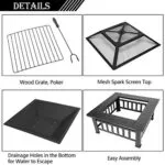 Outdoor Fire Pit Table - Heavy Duty Iron Mesh and Frame - 25.35 lbs / Black - Bild 5
