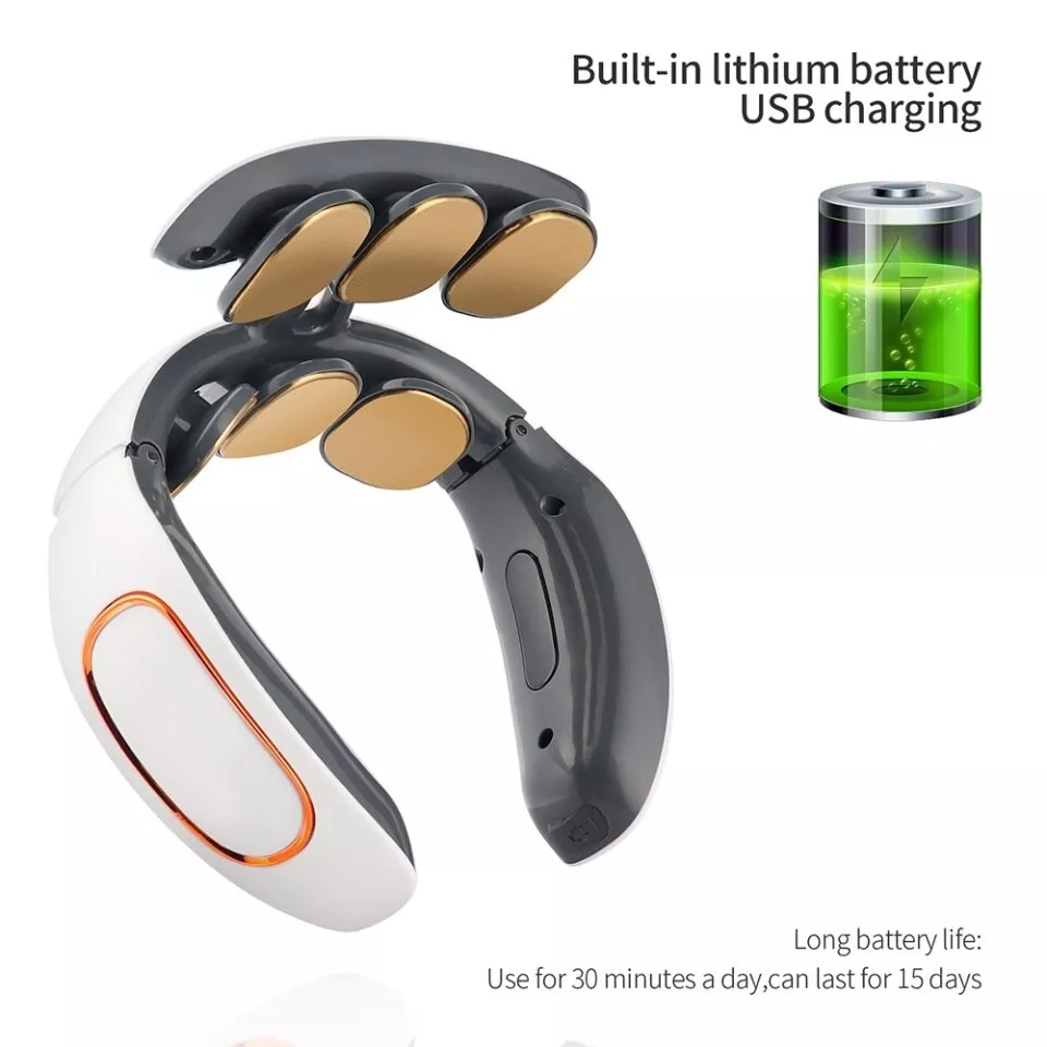 Neck Massager - 6 Heads Smart Electric Back Pulse - 42℃ Heat / White - Imagen 2