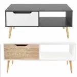 Homfa™ - Modern Coffee Table With Storage for Living Room in Gray/Light Oak - 100x49 – Image 7
