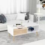 Homfa™ - Modern Coffee Table With Storage for Living Room in Gray/Light Oak - 100x49 – Image 2