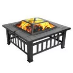 Outdoor Fire Pit Table - Heavy Duty Iron Mesh and Frame - 25.35 lbs / Black