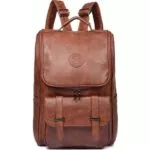 Men's leather brown backpack