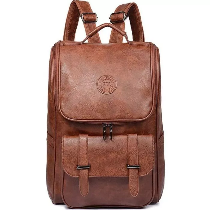 Men's leather brown backpack