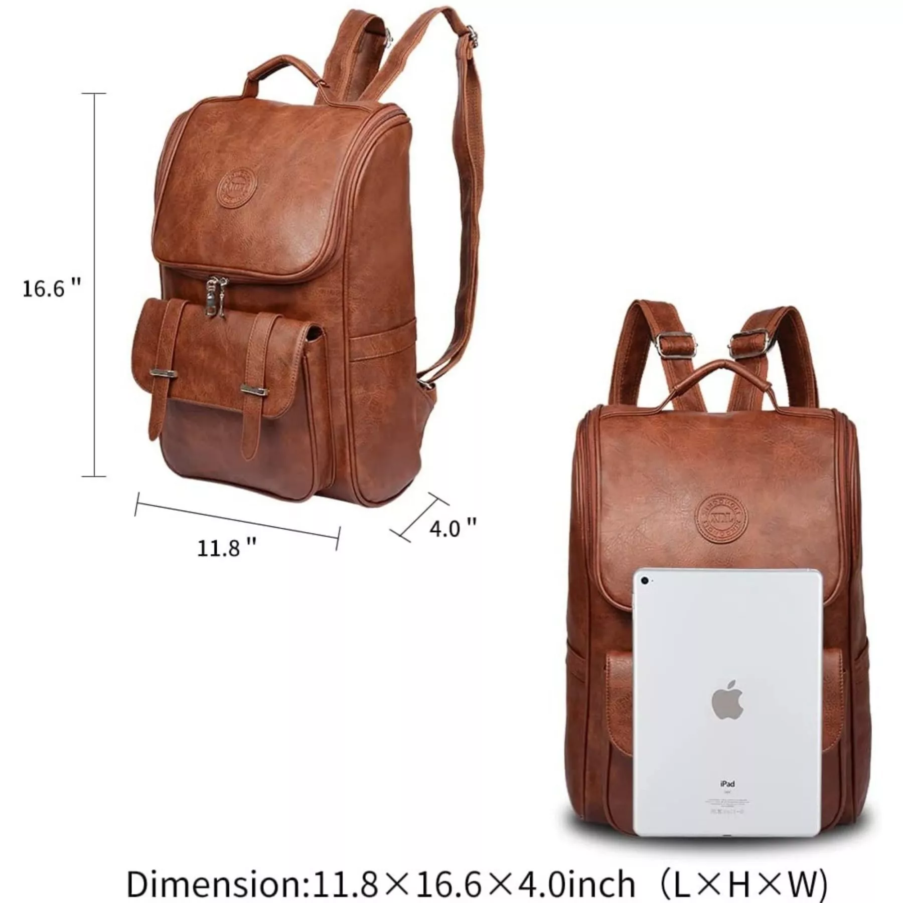 Men's leather brown backpack - Bild 3