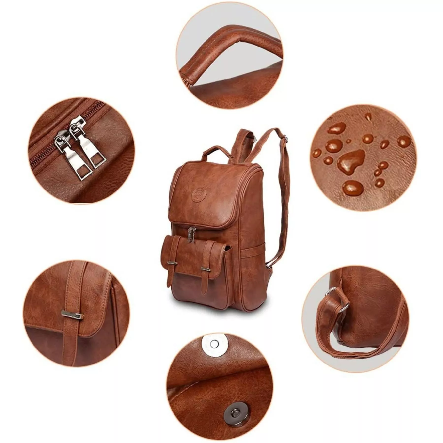Men's leather brown backpack - Bild 2
