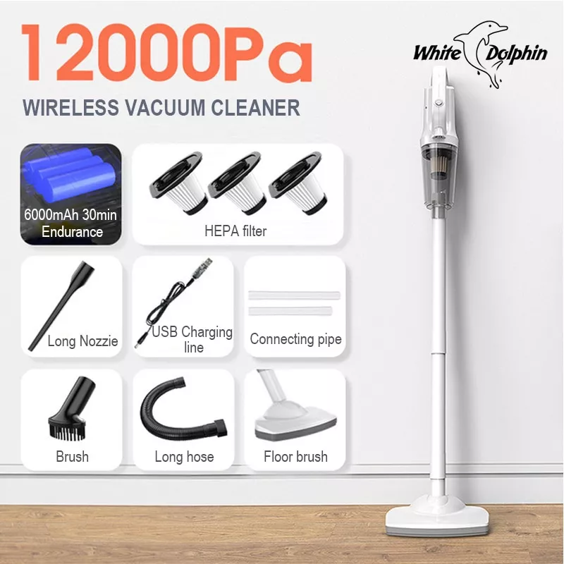 Cordless Handheld Vacuum Cleaner - USB Chargable Aspirator 12000Pa / in White – Bild 2