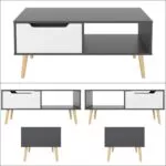 Homfa™ - Modern Coffee Table With Storage for Living Room in Gray/Light Oak - 100x49 – Image 6