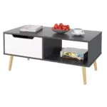 Homfa™ - Modern Coffee Table With Storage for Living Room in Gray/Light Oak - 100x49 – Image 3