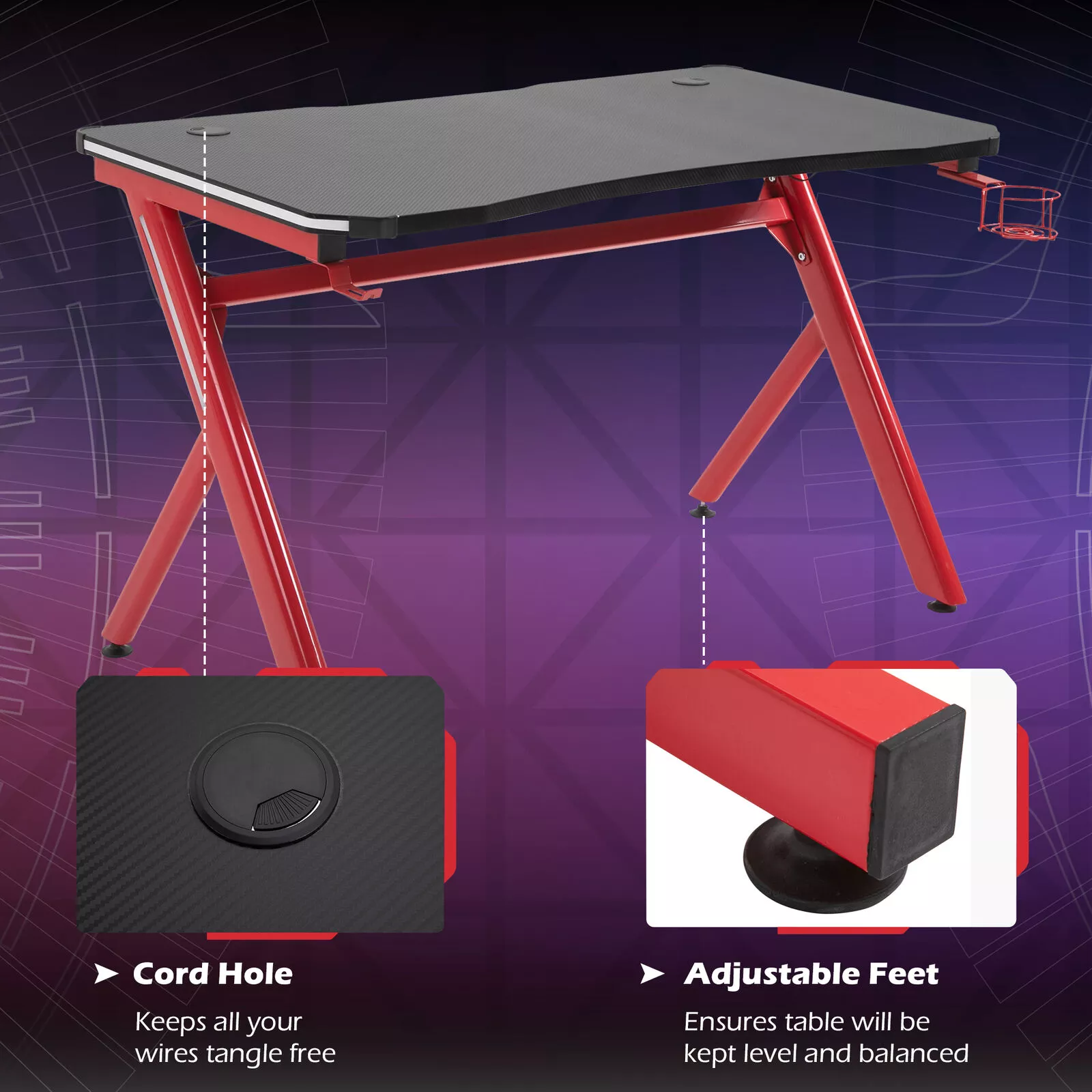 Computer Table Gaming Desk With Led – Bild 5