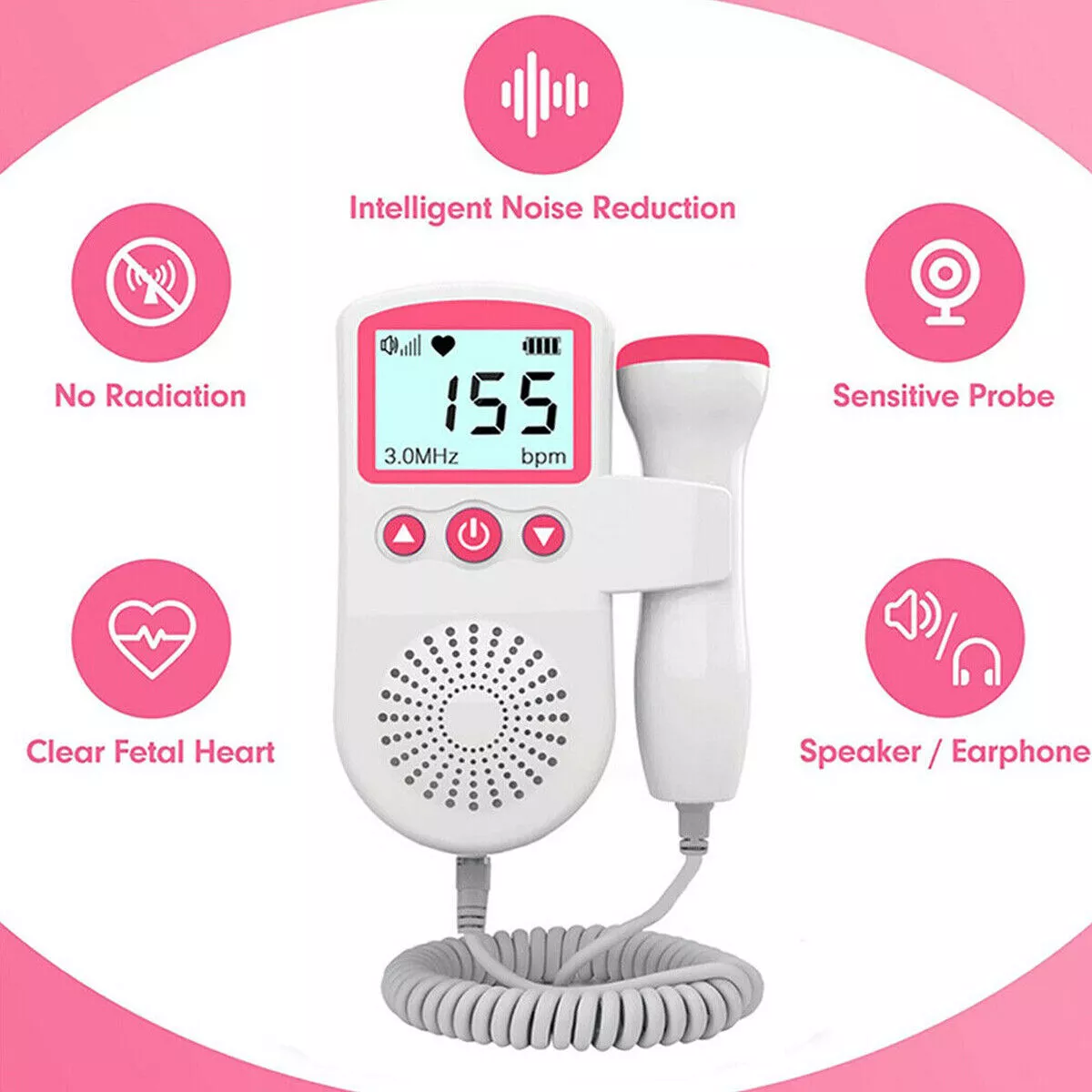 BellyBeat™ Fetal Doppler Detector Baby Heart Beat Rate Monitor - Imagen 2
