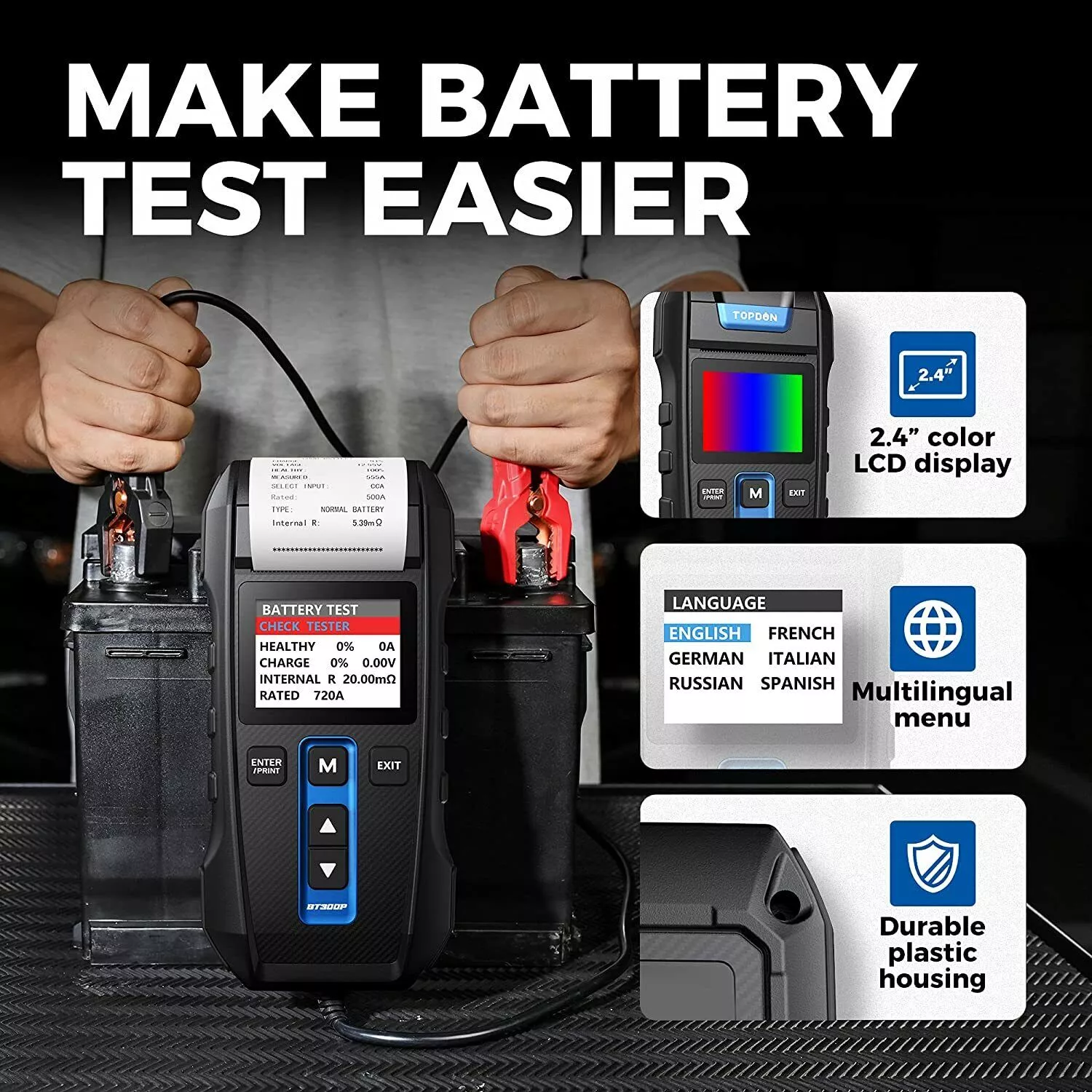 PowerLab™ Car Battery Tester with Built-in Printer - Imagen 2