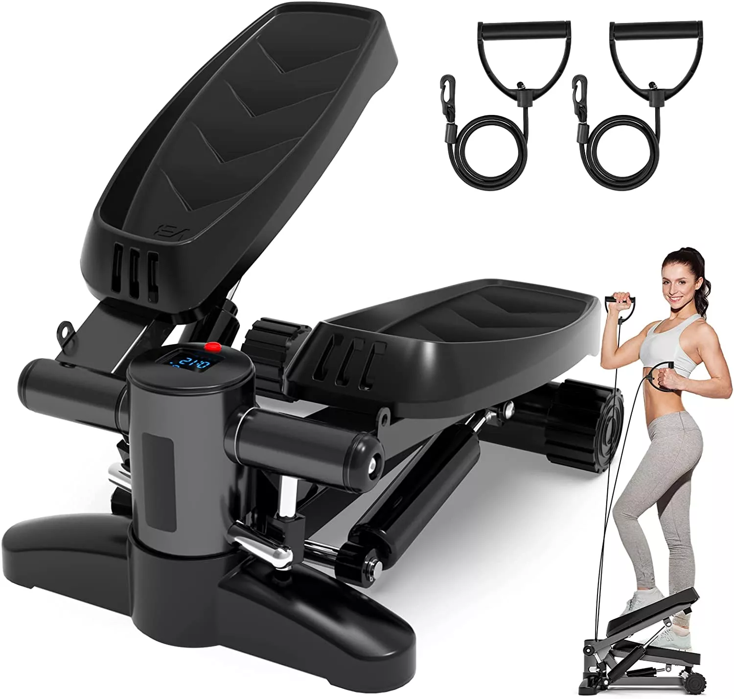 Mini Stepper Machine with Resistance Bands & Calories Count - Image 1