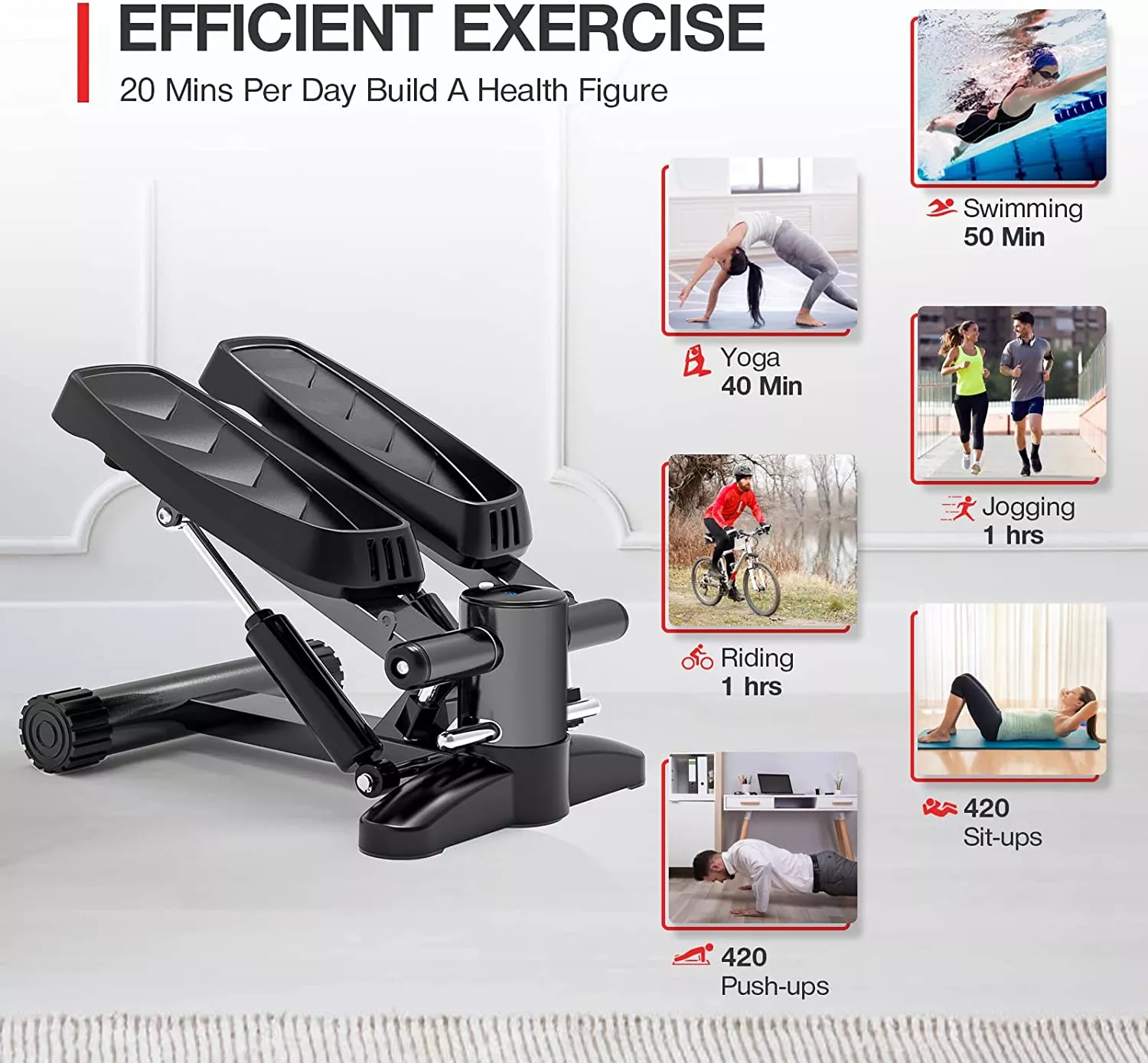 Mini Stepper Machine with Resistance Bands & Calories Count - Image 2