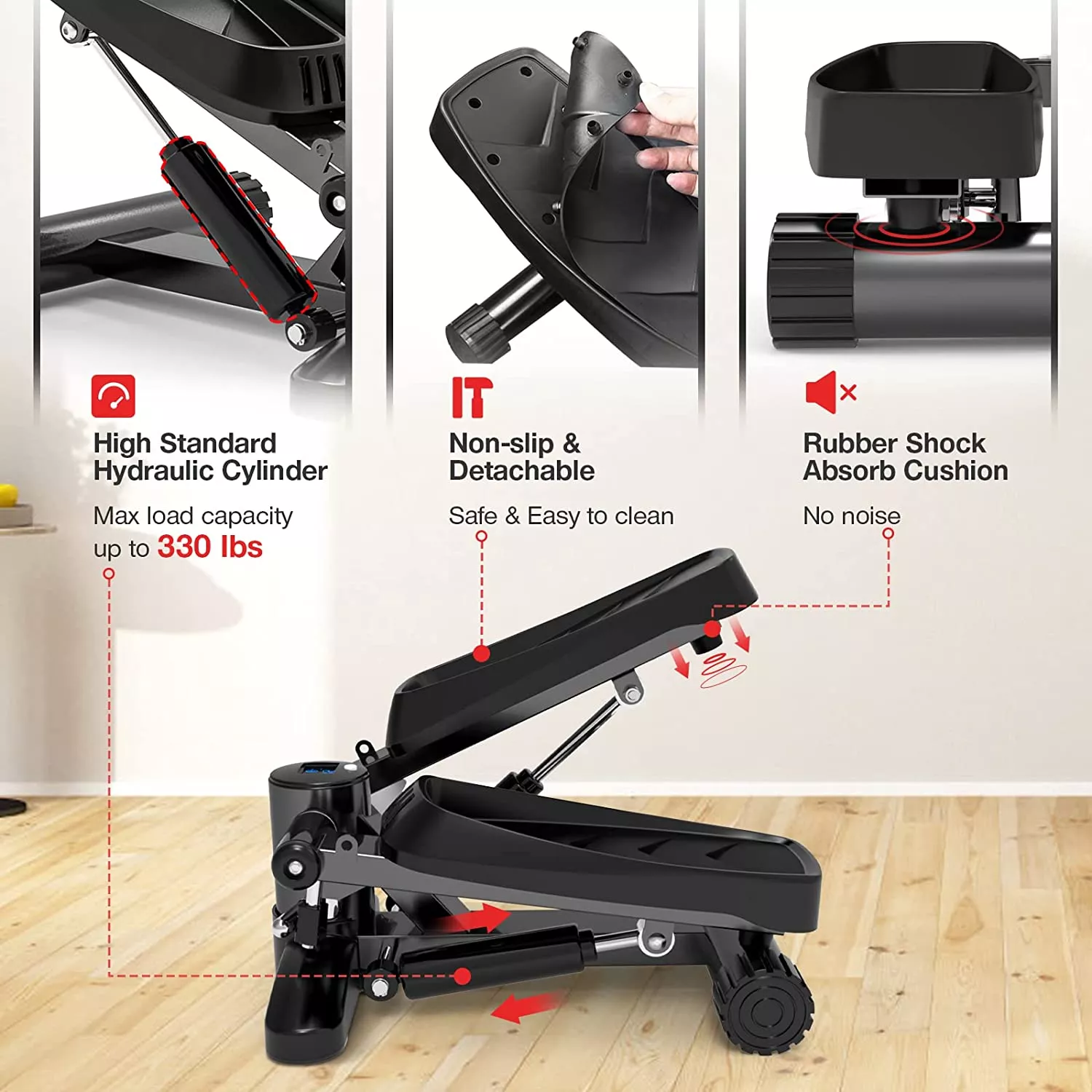 Mini Stepper Machine with Resistance Bands & Calories Count - Image 4