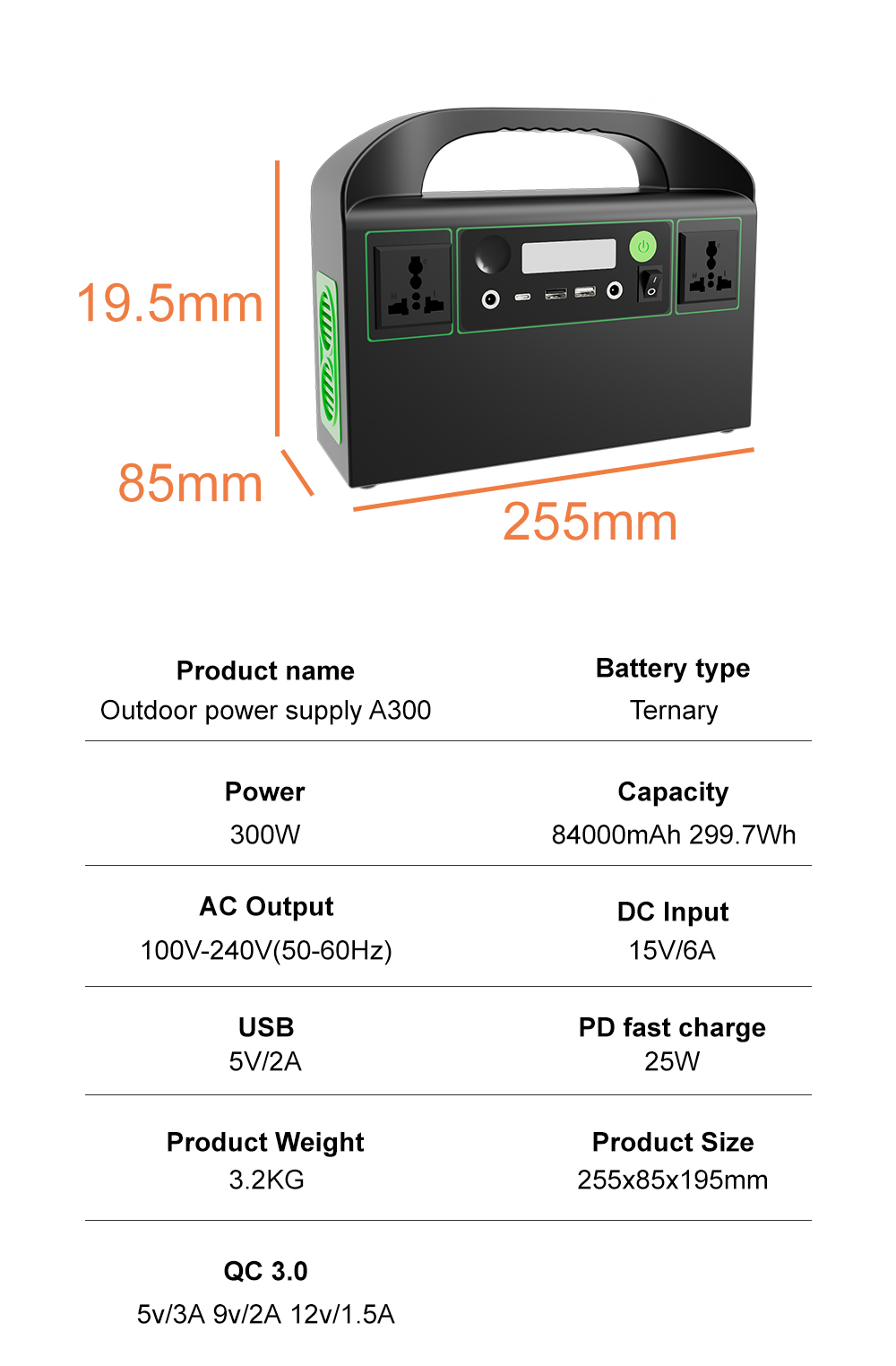 Acheter 220V AC Power station 300W 90000mah 324WH Batterie externe