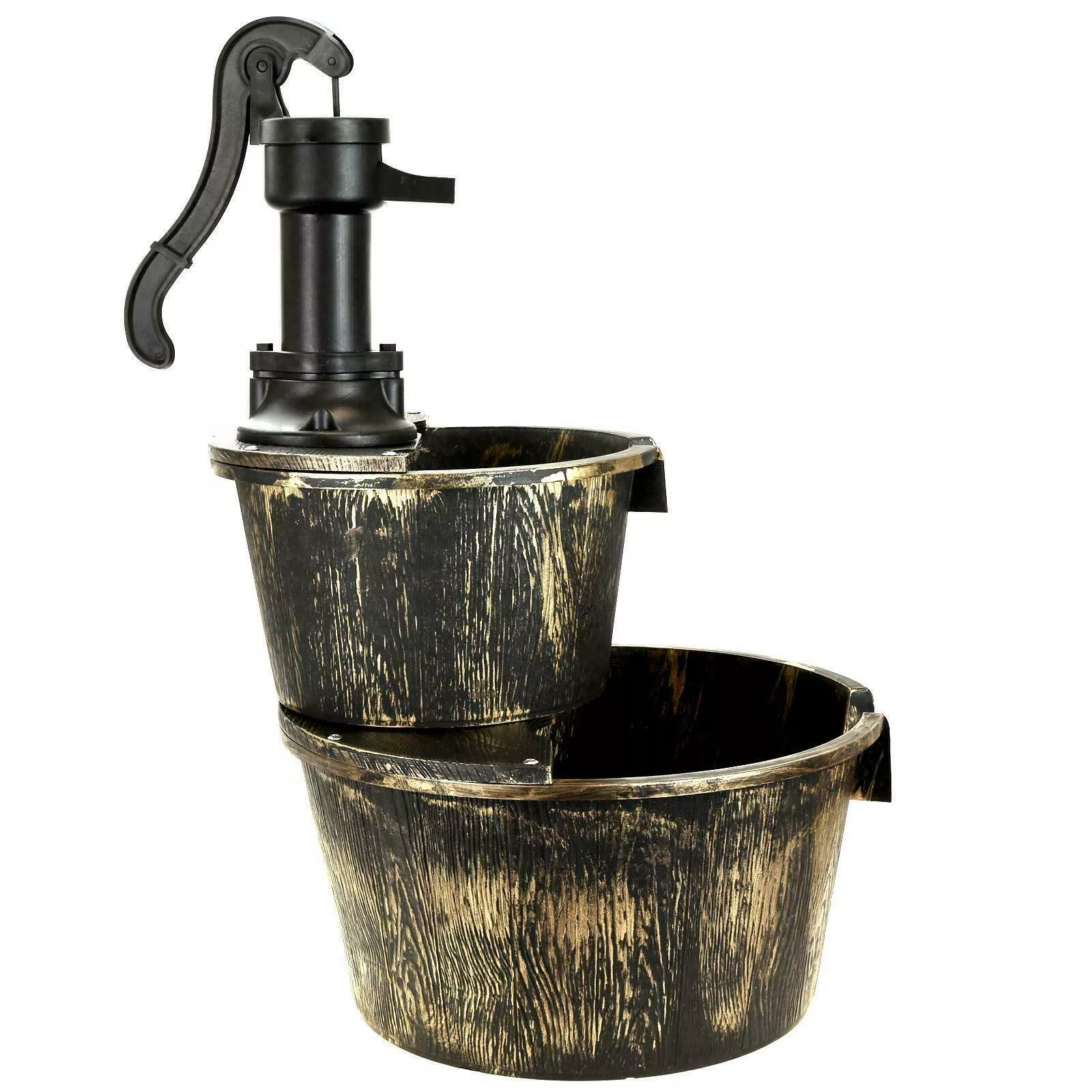 Two-Tier Barrel Water Fountain Garden Pump Cascade – Image 6