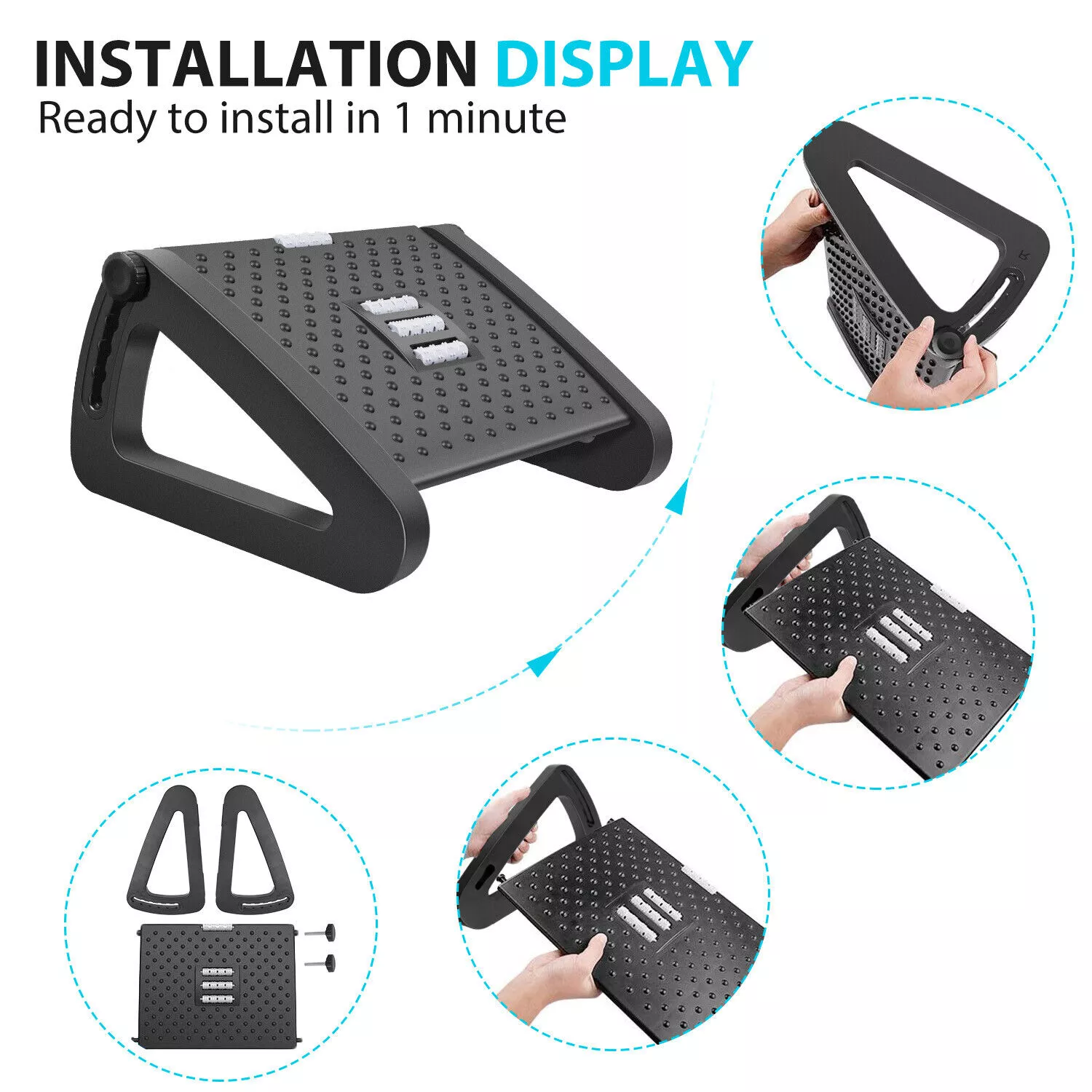 Office Under Desk Foot Rest Adjustable Leg Rest Stool - immagine 5