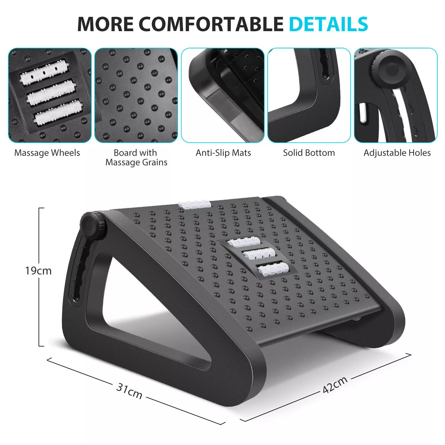 Office Under Desk Foot Rest Adjustable Leg Rest Stool - immagine 6