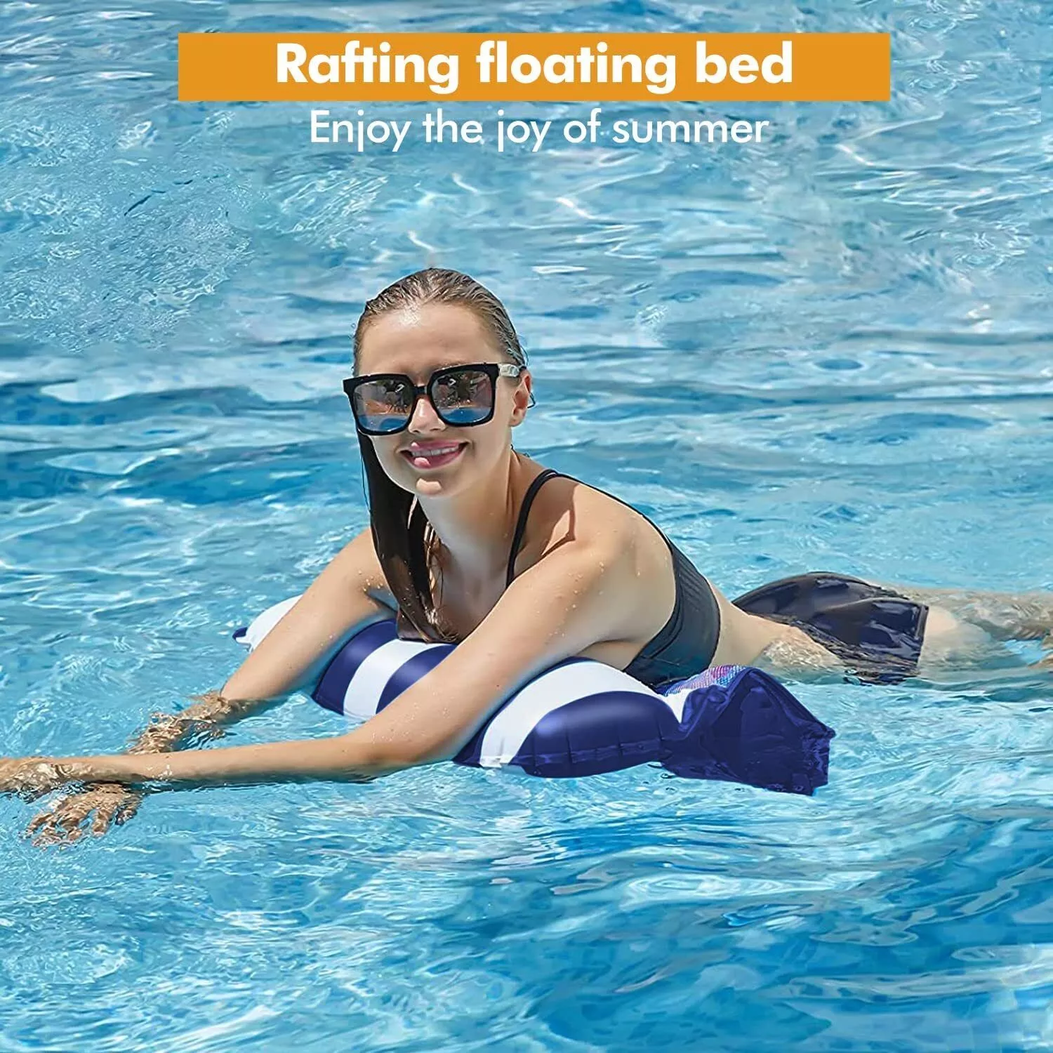 Inflatable Floating Pool Beach Hammock Lounge Chair Water Swimming Floating Bed - immagine 2