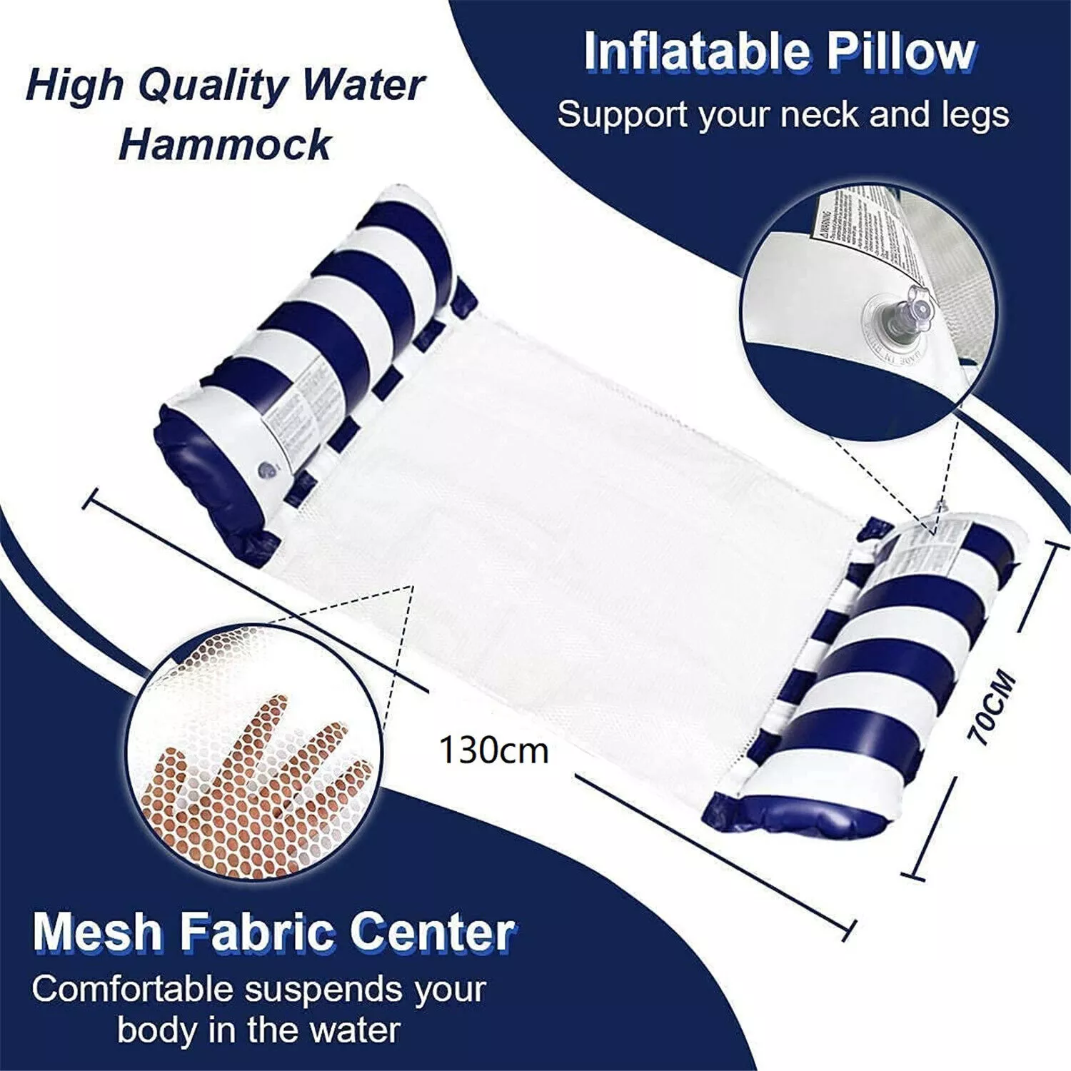 Inflatable Floating Pool Beach Hammock Lounge Chair Water Swimming Floating Bed - immagine 7