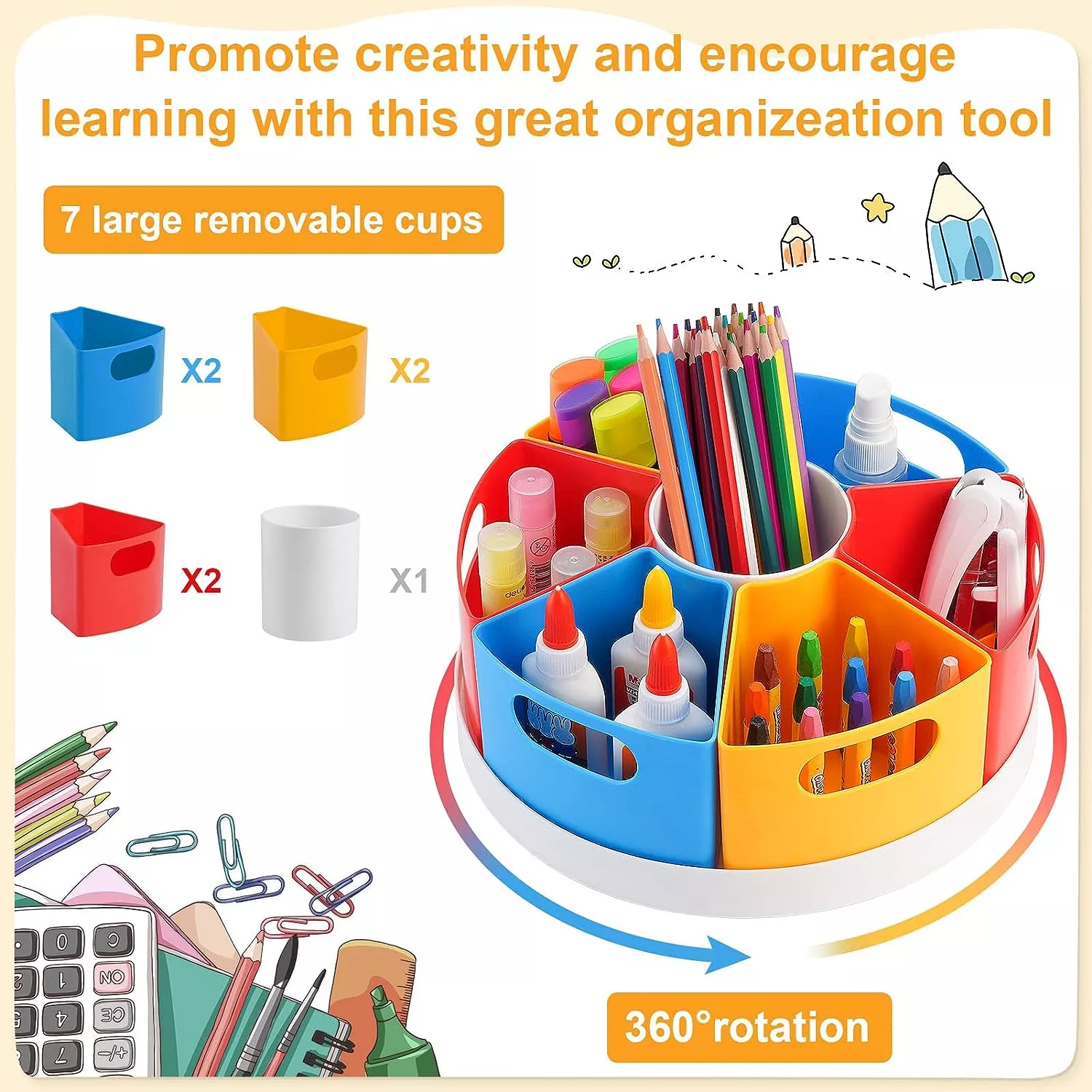 Rotating Desk Organiser for Kids Desk - Imagen 3