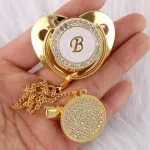 Customized Letter Gold Baby Bling Pacifier & Clips - immagine 6