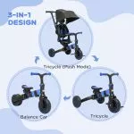 3 in 1 Kids Trike with Parent Handle Balance Bike - Image 6