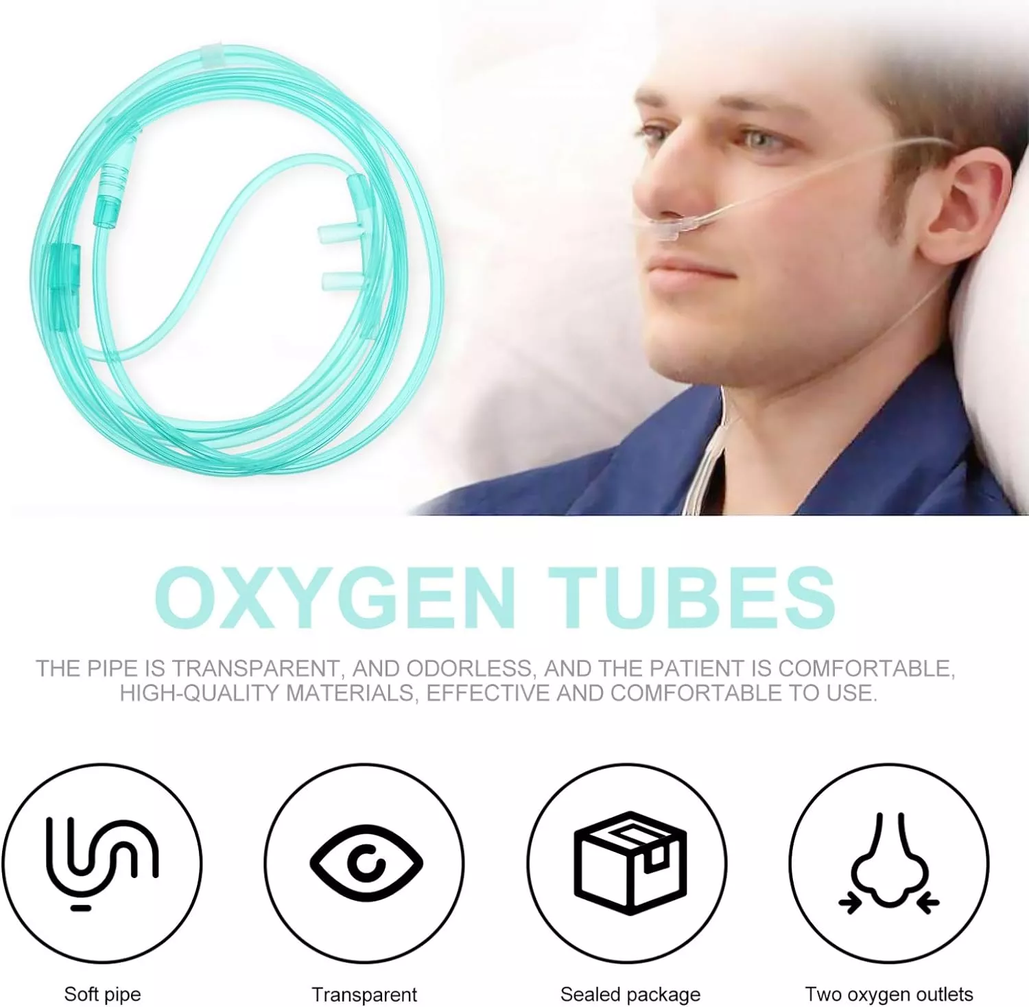 6pcs High- Flow Nasal Oxygen Cannula Standard Connector - 150x1cm - immagine 5