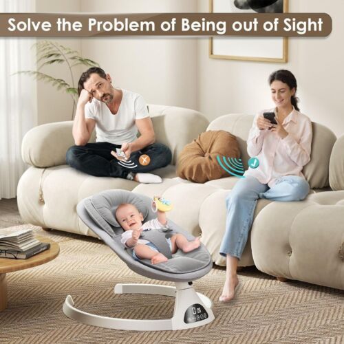 Baby Swing Chair,Electric Baby Bouncer with 5 Swing Amplitudes,Baby Rocker - Picture 6 of 10